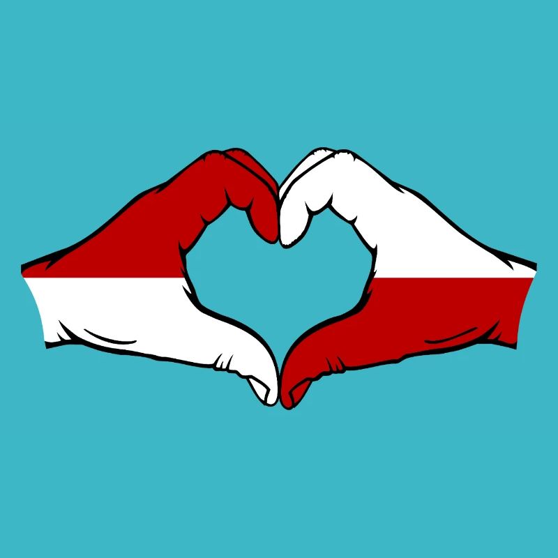 Drapeau de Monaco Pologne main coeur
