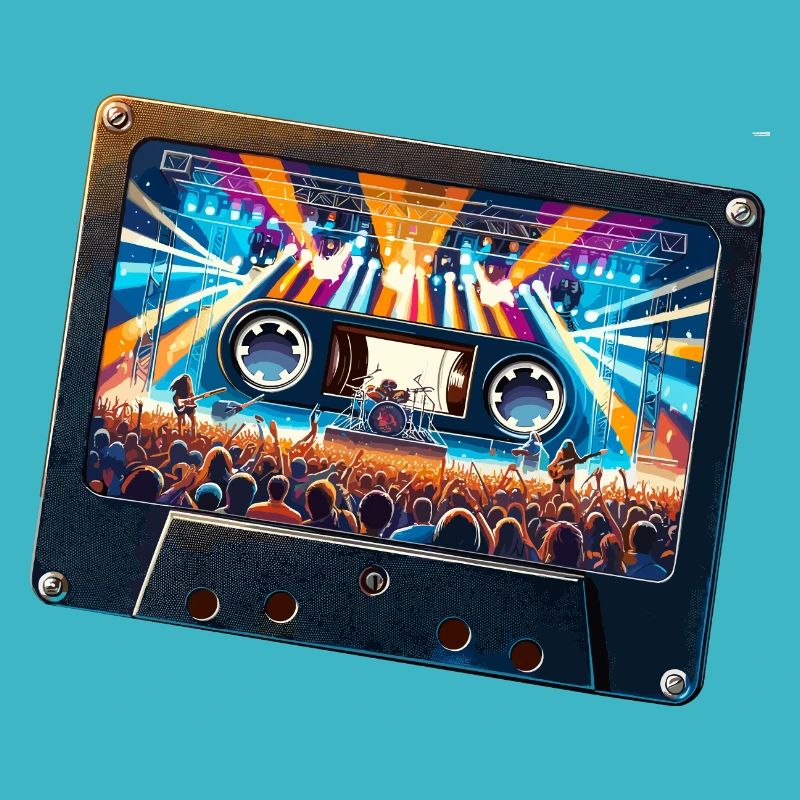 Cassette vintage avec représentation de concert