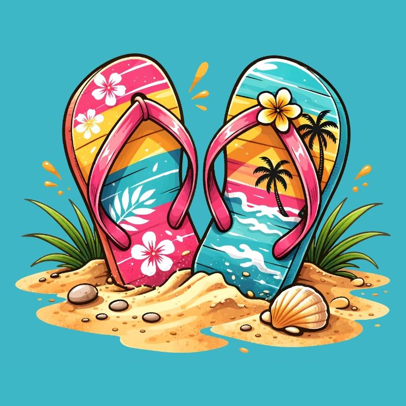Flip Flops am Strand Illustration 