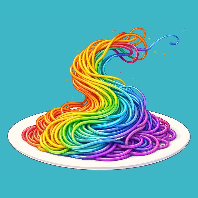 Illustration de spaghettis arc-en-ciel