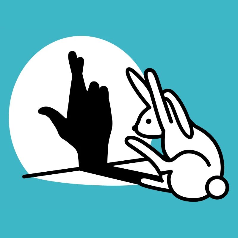 Lapin drôle main ombre croisant les doigts