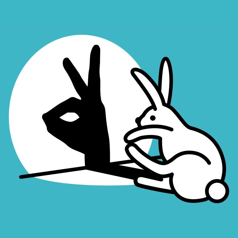 Funny Rabbit hand shadow puppets humor pop art