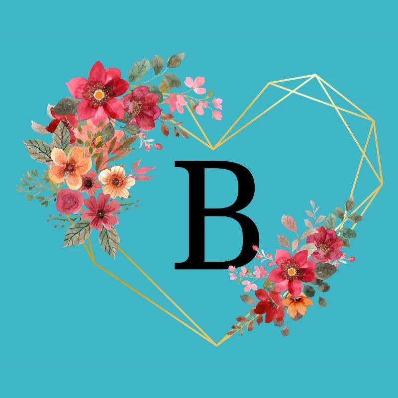 Buchstabe b florales goldenes Herz