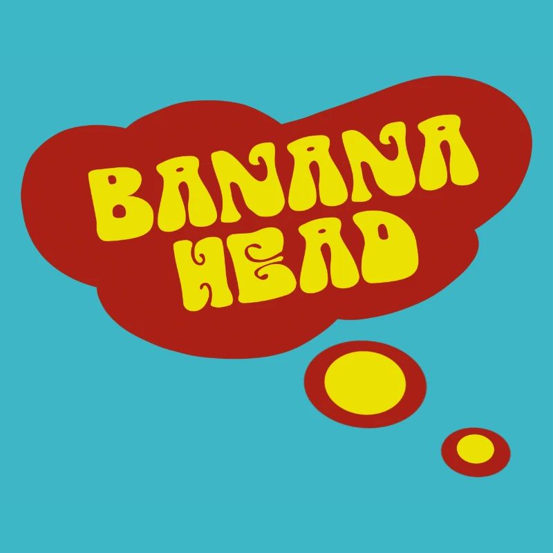 Grosse bulle de pensée rouge dans la TÊTE DE BANANE délavée