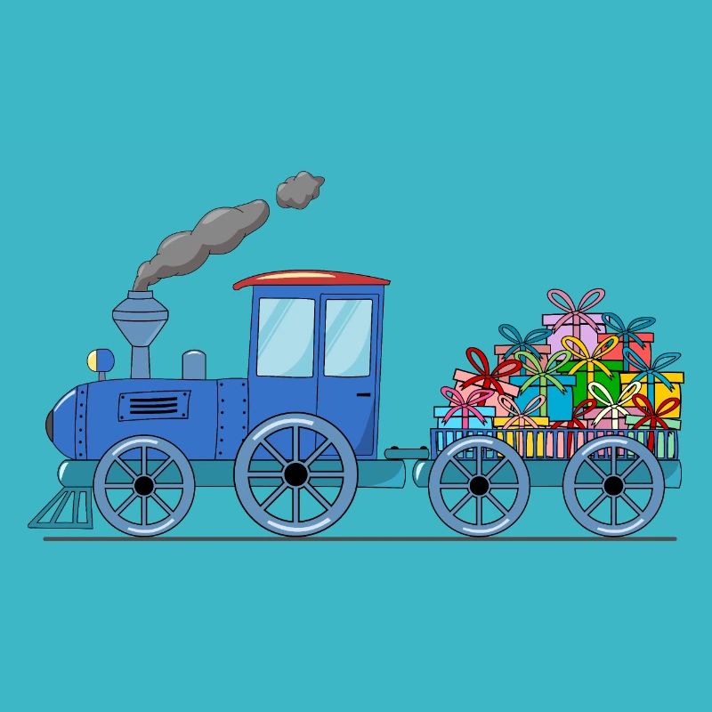 Children's train train with trailer in blue