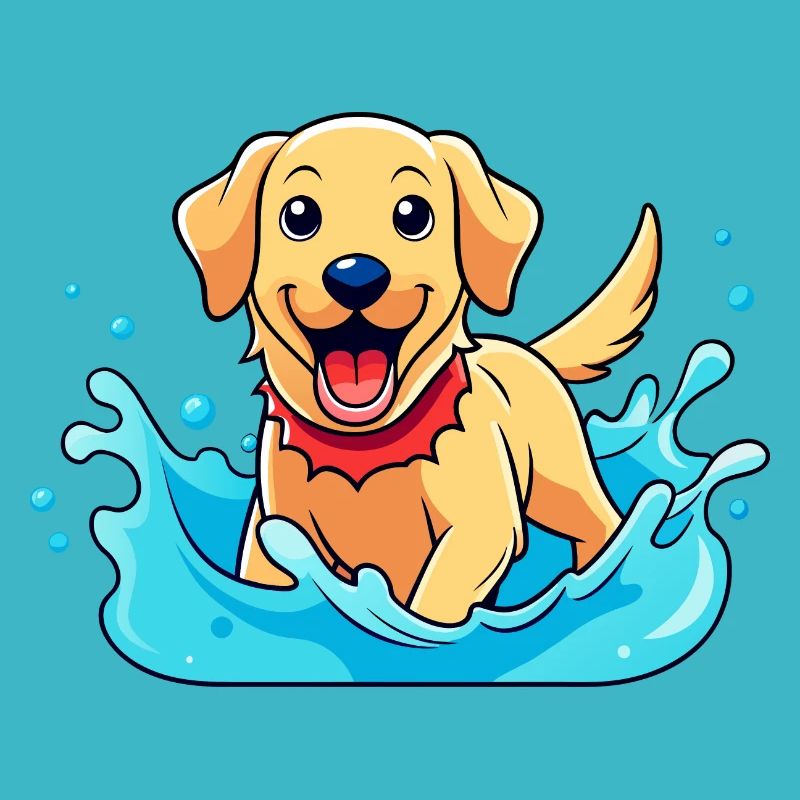Fröhlicher Labrador Retriever planscht in Poolkunst