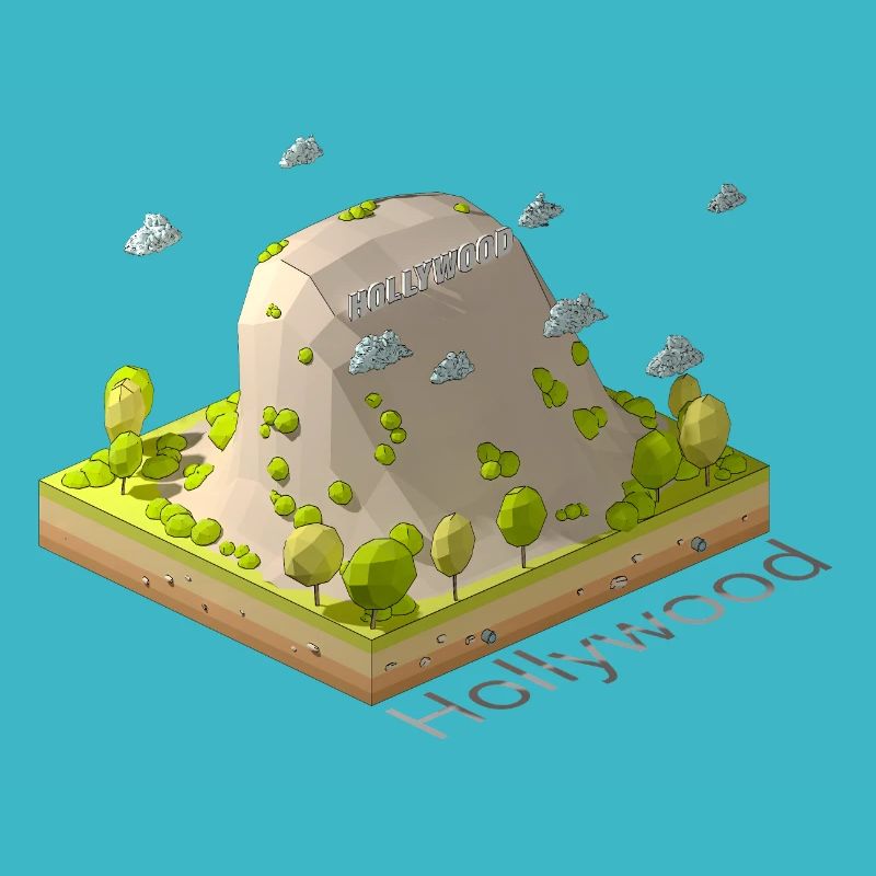 Geometrisches Low-Poly-Hollywood-Zeichen