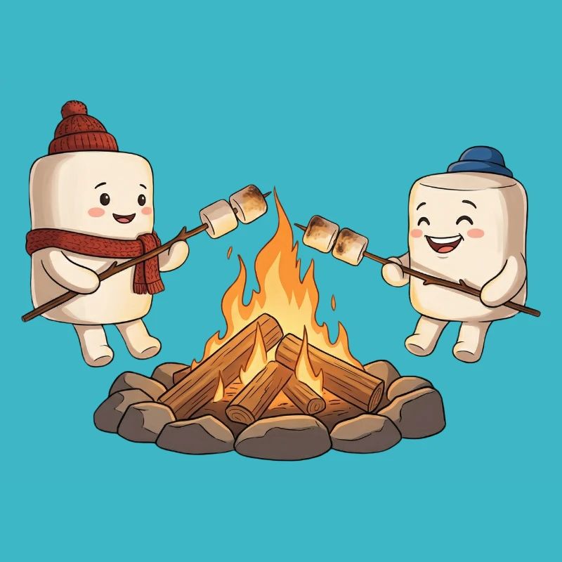Lagerfeuer-Marshmallow-Freunde