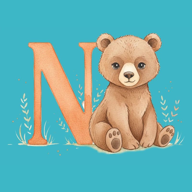 Bear with letter N