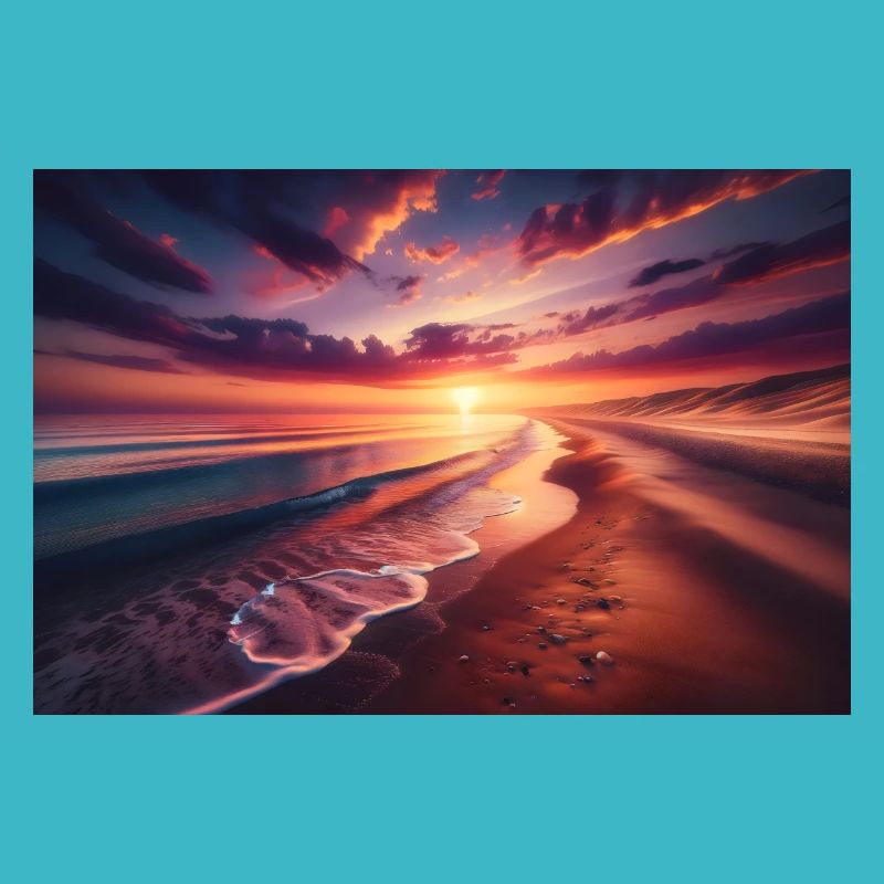 Affiche Peinture Coucher de soleil sur la plage