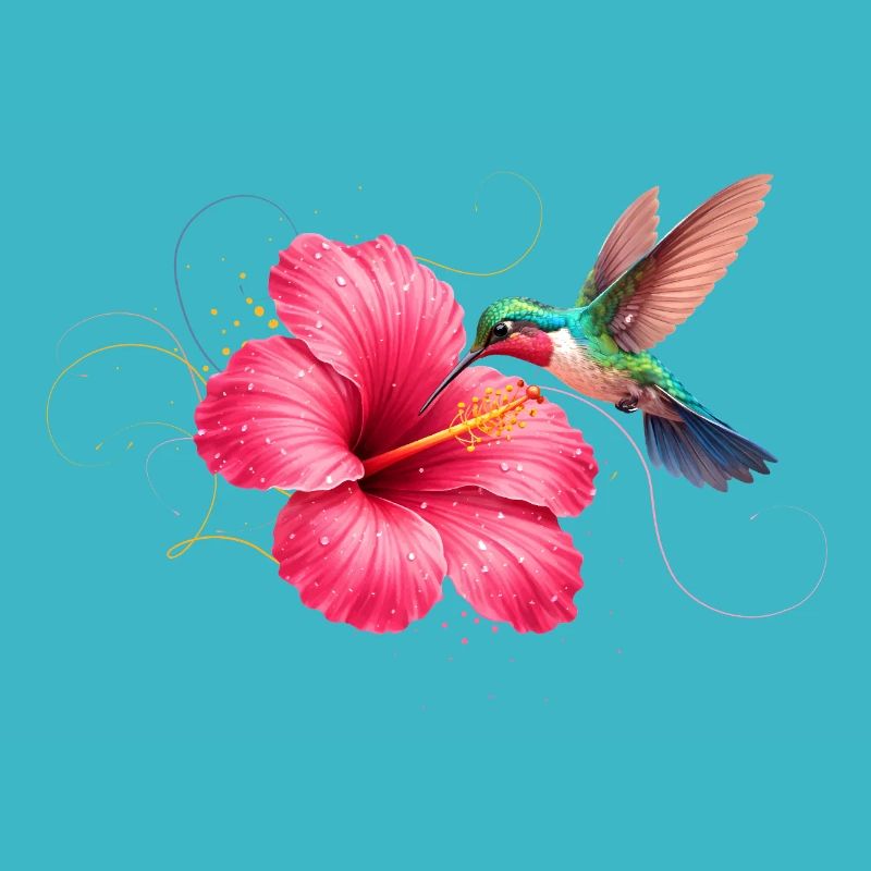 Kolibri an Hibiskusblüte 