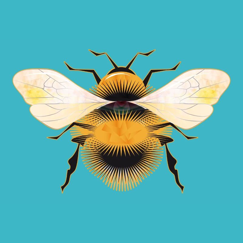 stylized bumblebee with iridescent wings
