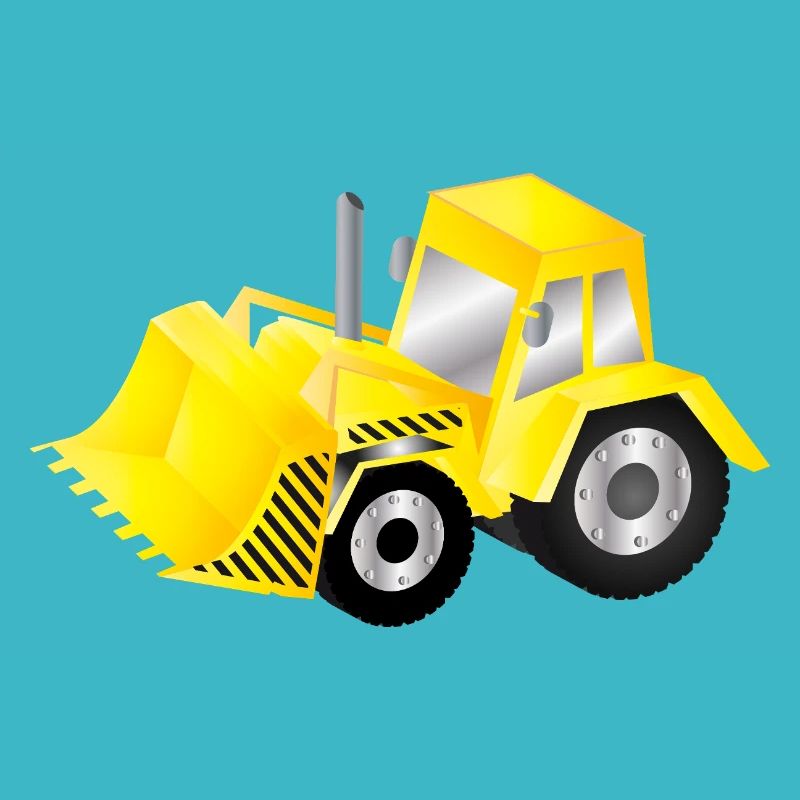 Strahlend gelber Bagger mit Power