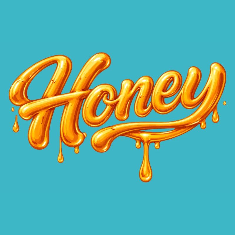 Lettrage miel dans une typographie fluide