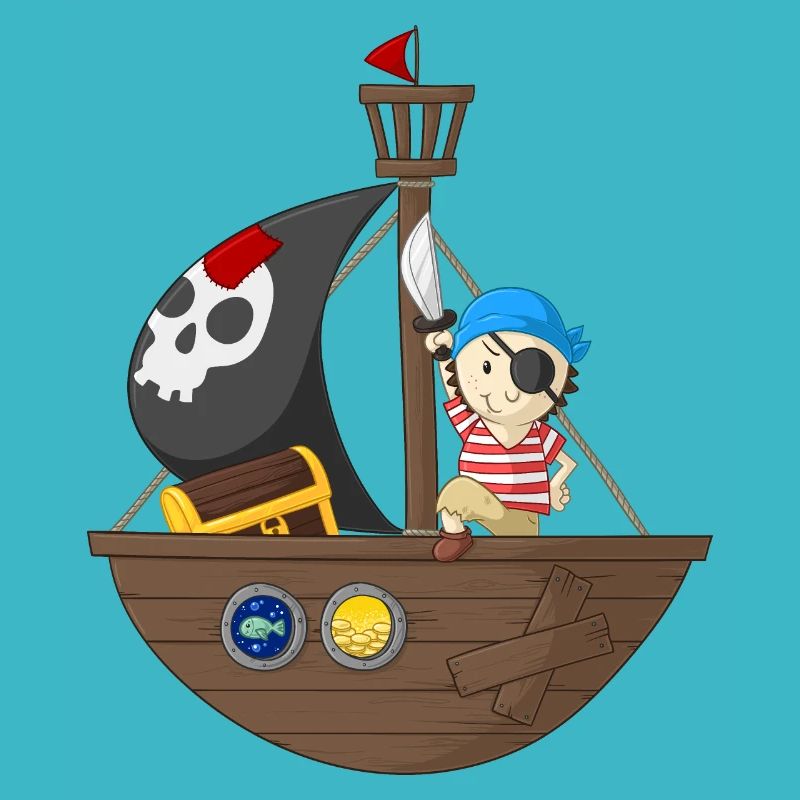 Petit pirate avec son bateau