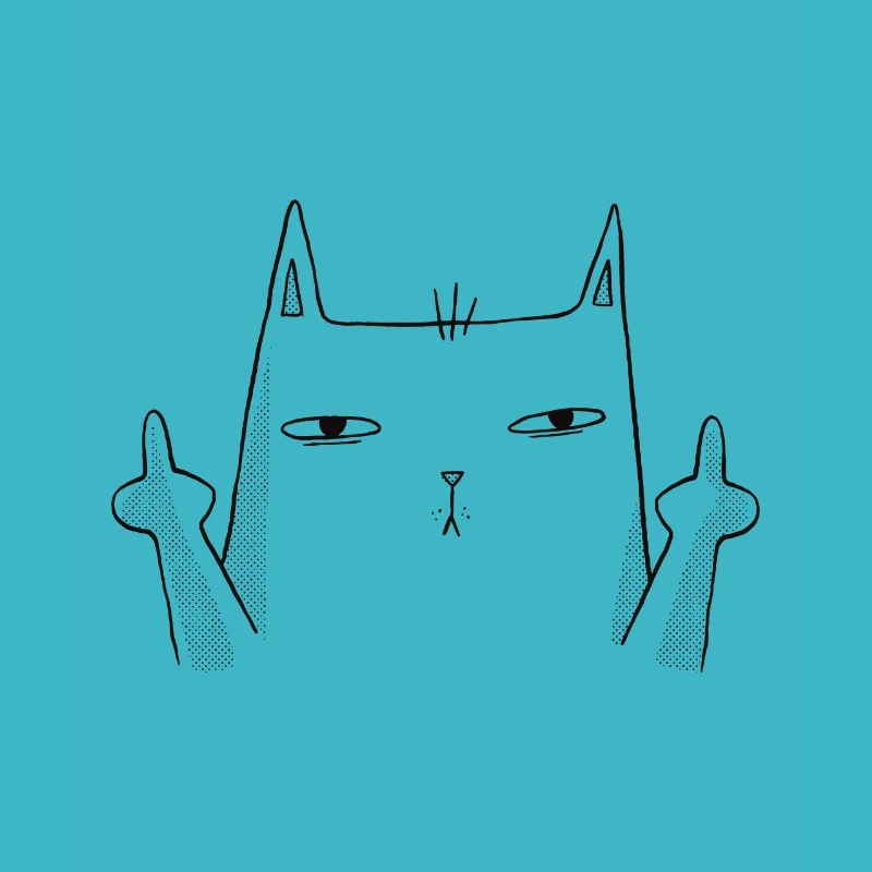 Lustiges Katzenbild Katze zeigt beide Mittelfinger