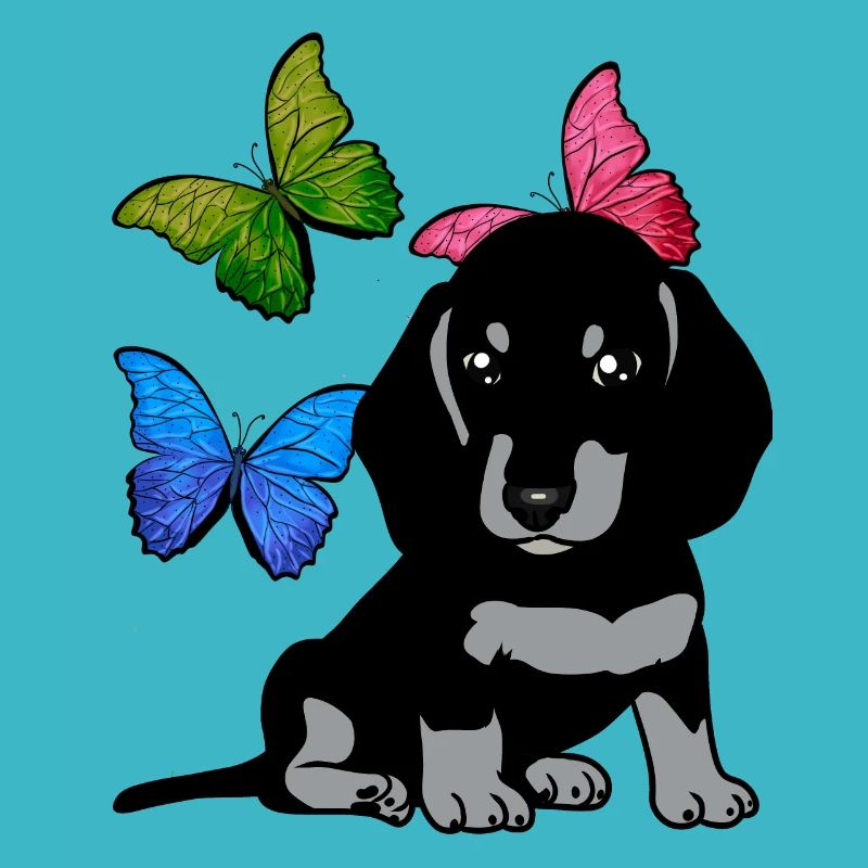 Hunde Frühling Dackel Hund Schmetterlinge