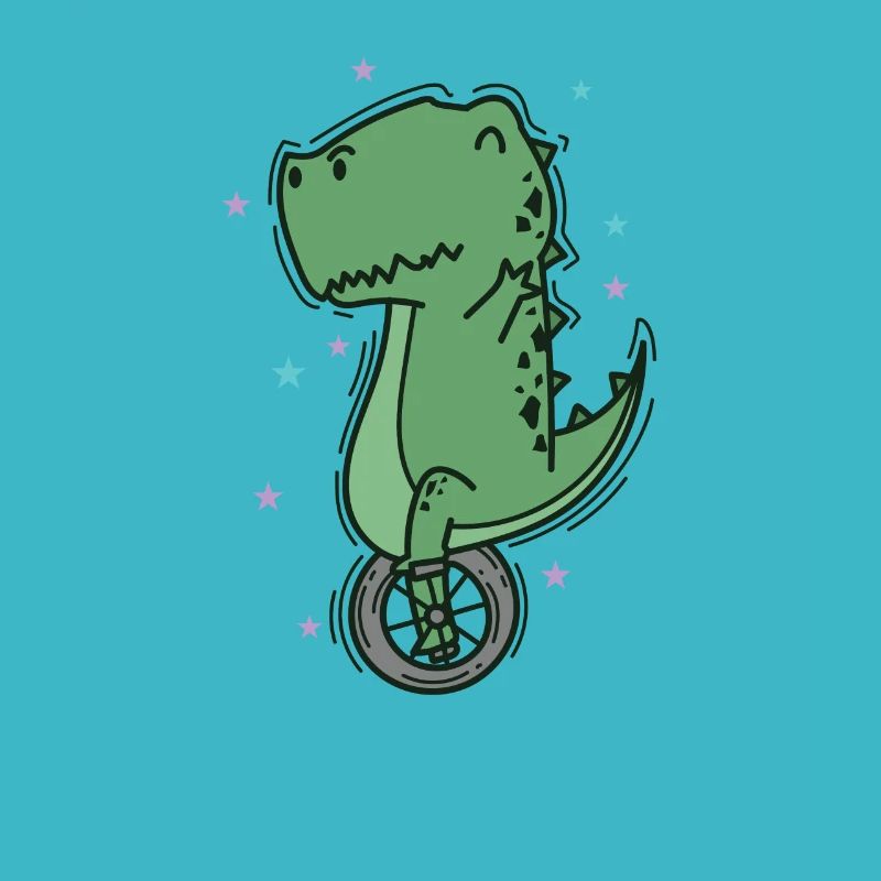 Dino auf einem Einrad Dinosaurier Reptil