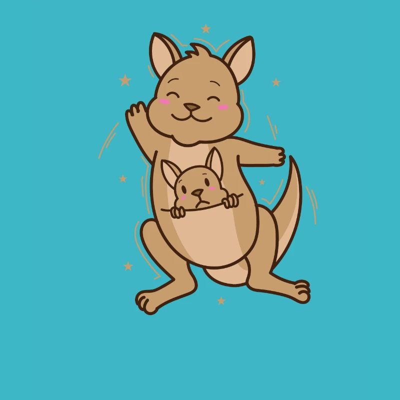 Kangourou est heureux avec bébé dans le sac