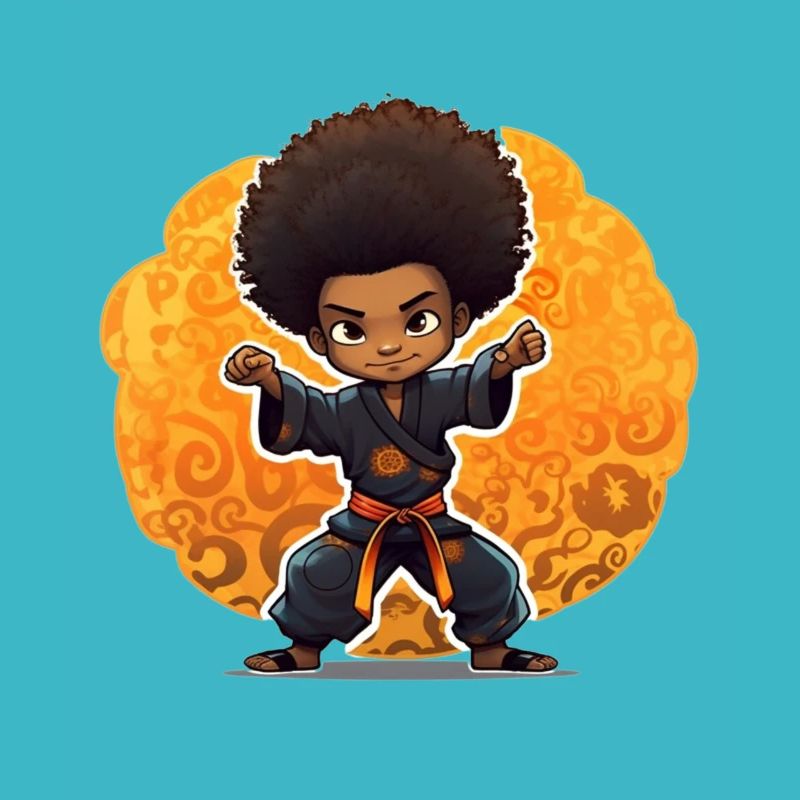 Kampfkunst-Kind mit Afro-Style