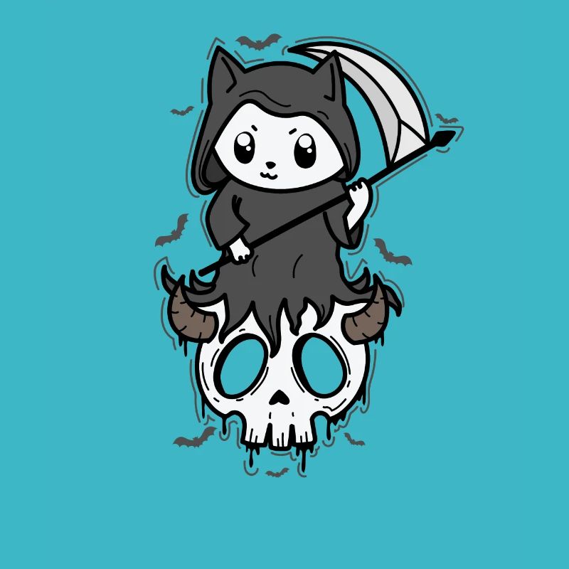 Cat with Scythe Creepy Gothic Style