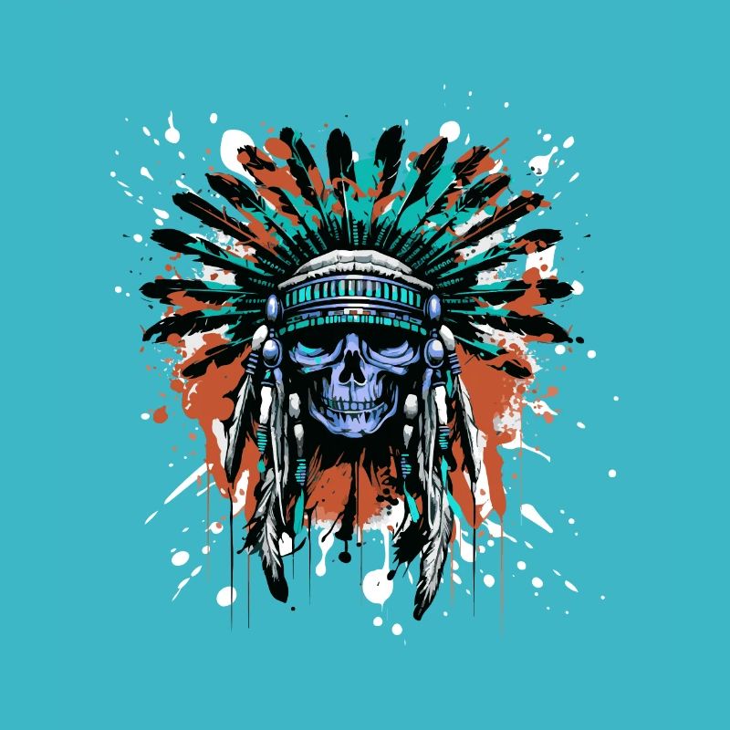 Apache Skull Indian Colorful
