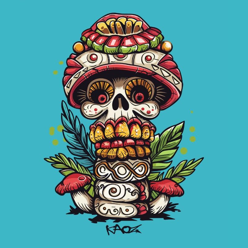 Mushroom Skull Skull Totem