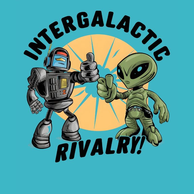 Robot vs Alien T-Shirt - Intergalactic Rivalry!