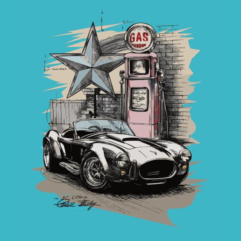 Retro AC Cobra mit 50s Zapfsäule - Geschenk