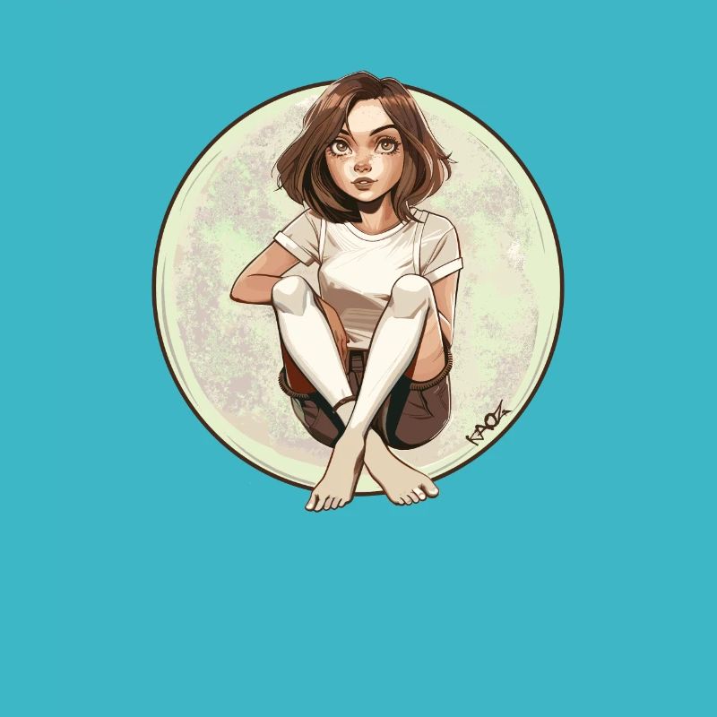 Sitzendes Anime-Mädchen