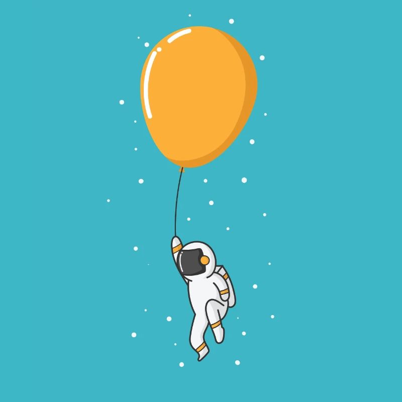Astronaut schwebt am Ballon