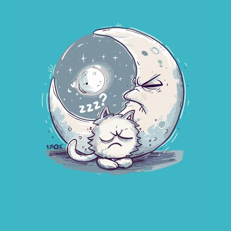 Dormir inconfortable chat et lune et dormir