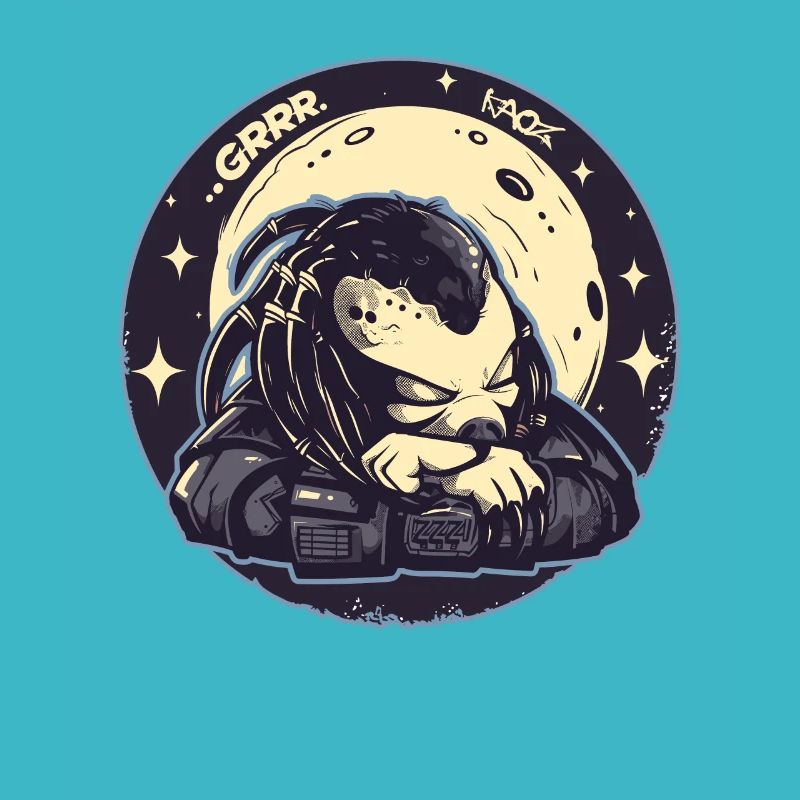 Tired cute alien hunter moon and stars