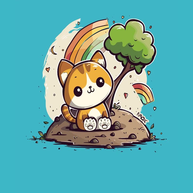 Chaton arc-en-ciel mignon