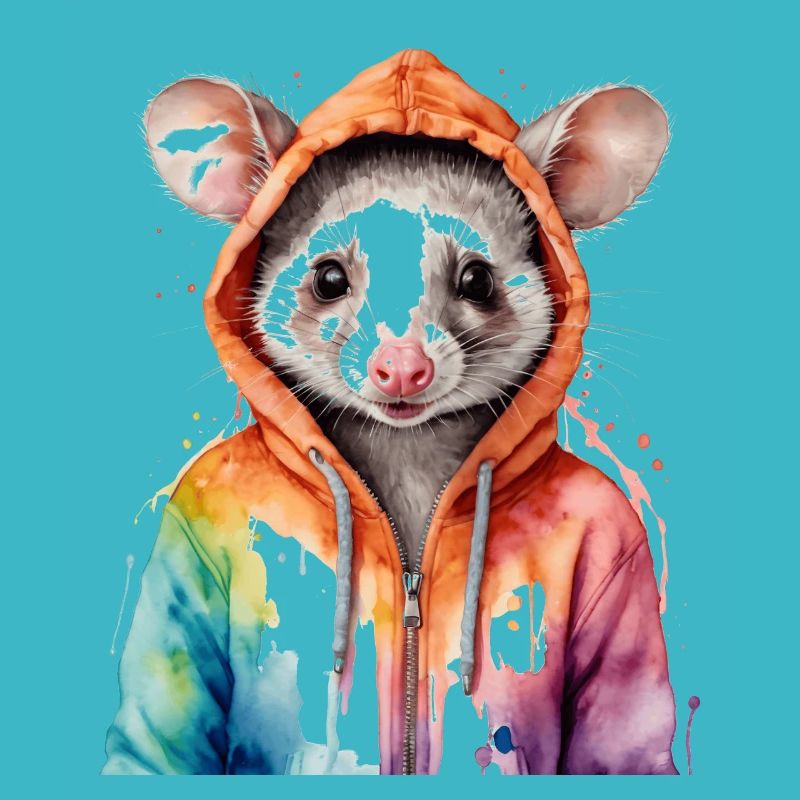 Sweat à capuche Opossum Imprimé Animal Coloré