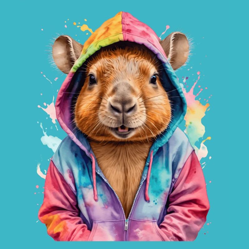 Capybara Sweat à capuche Capy Imprimé de design animal coloré