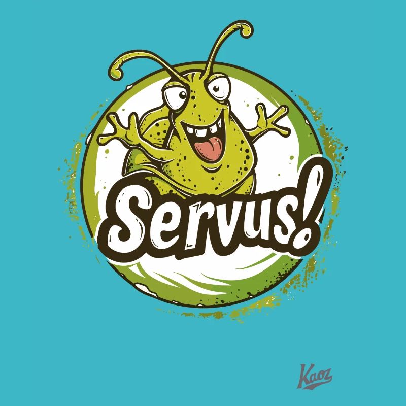 Escargot avec des bras agités : Servus !