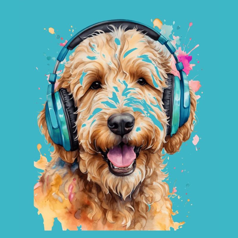Goldendoodle Kopfhörer Hund Tier Design Print