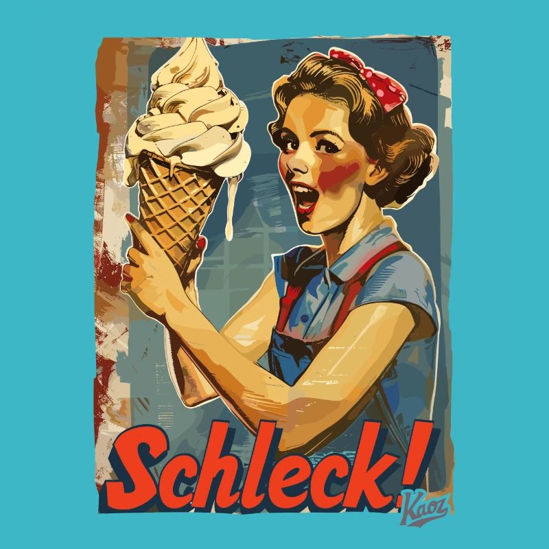 Liebe Dame mit riesigem Waffel-Eis