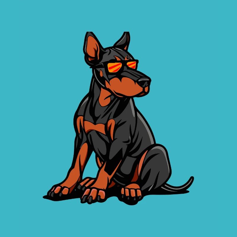 Doberman chien bande dessinée cool