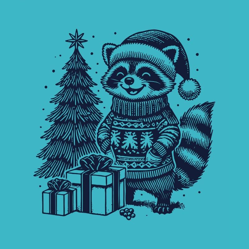 Fröhlicher Waschbär Weihnachten Pullover