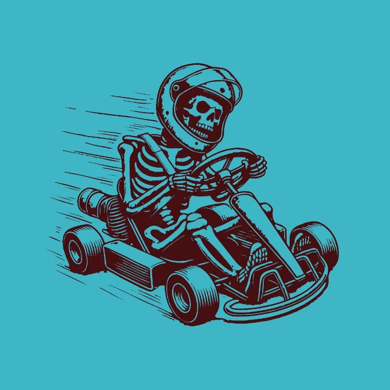 Rétro Skeleton Go-Kart Driver Course Adventure