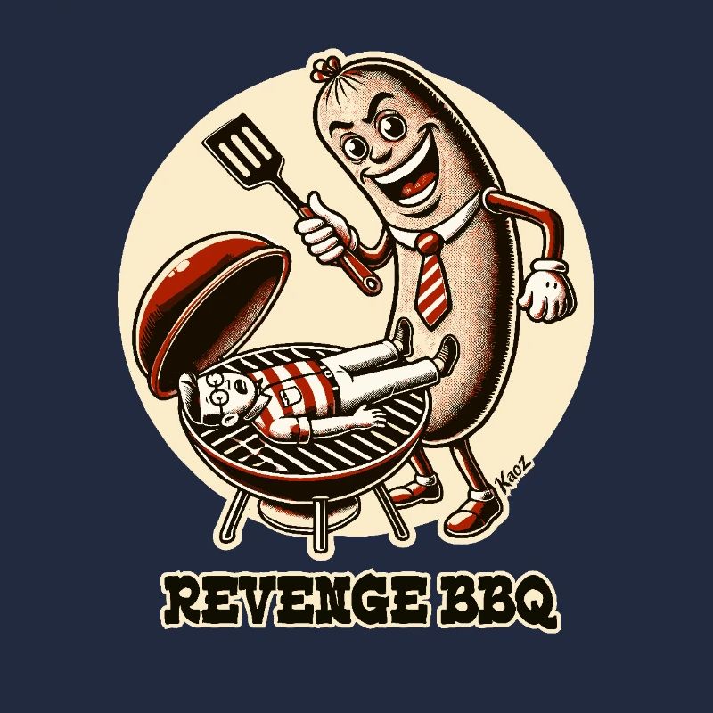 Eine Satire-Wurst grillt den Papa als Rache-BBQ