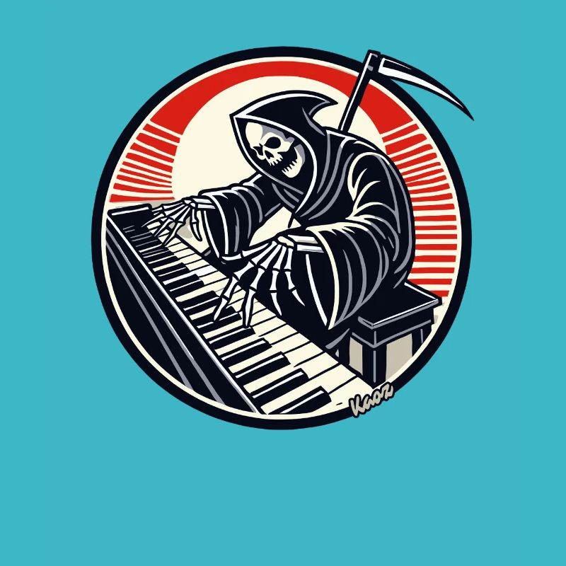 Funny skeleton at the piano