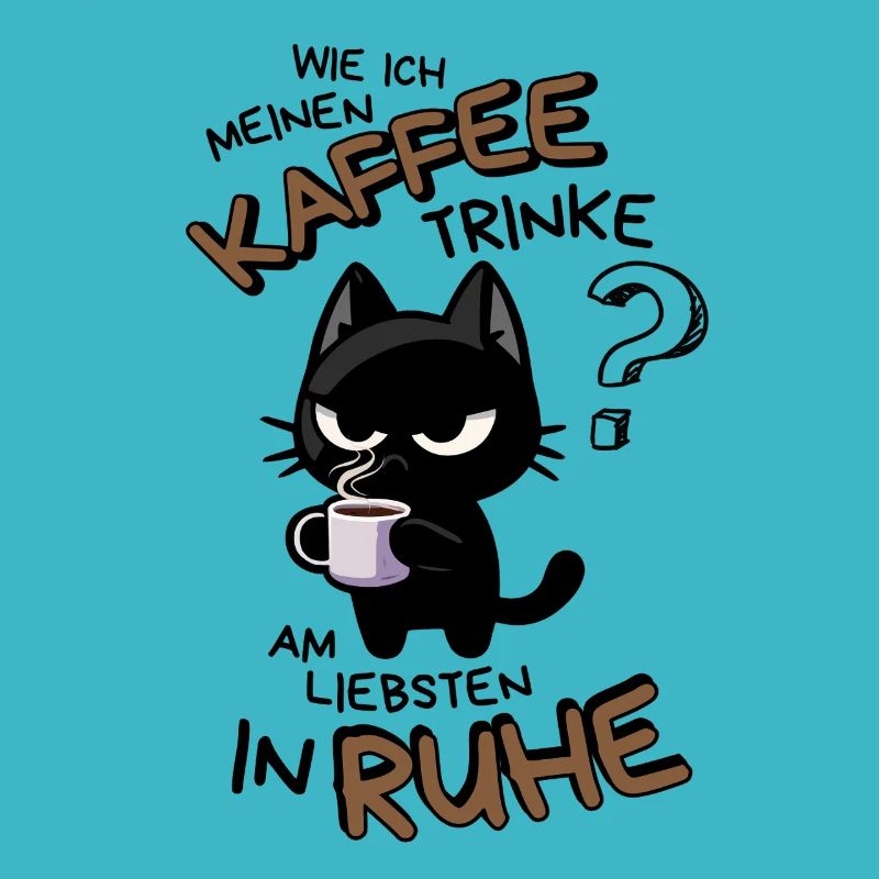 Kaffee und Ruhe – schwarze Katze am Limit