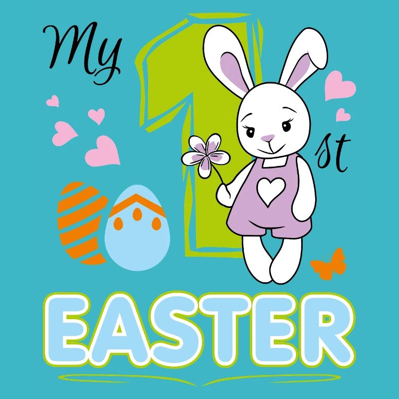 Ma première Pâques. Design mignon avec bébé lapin