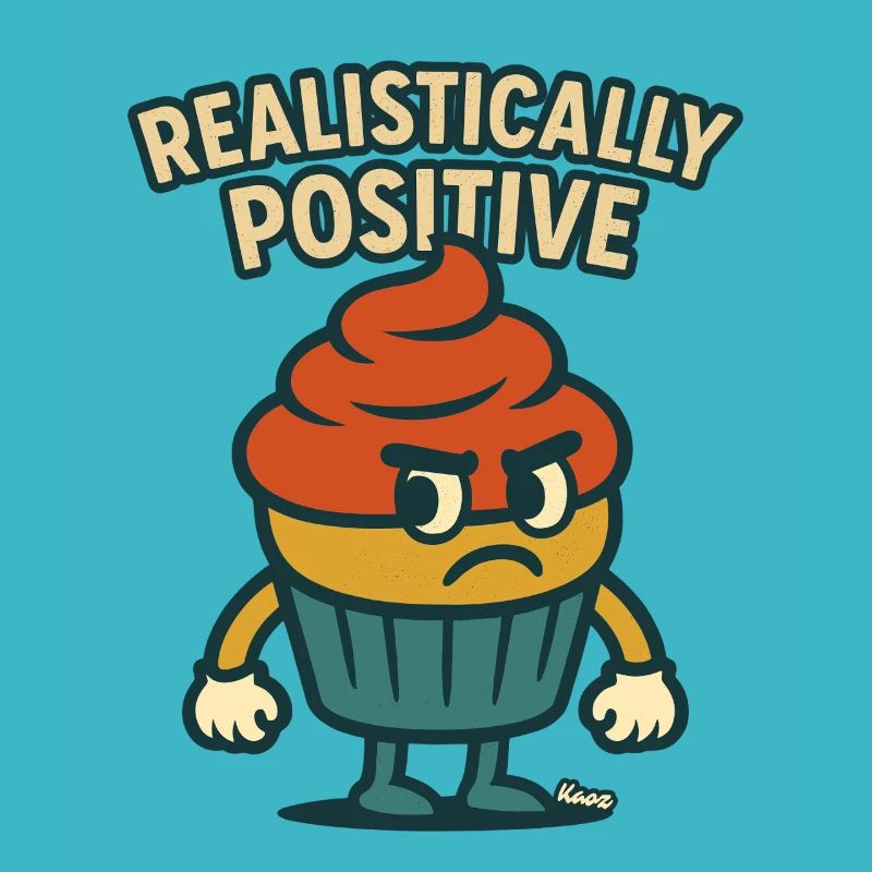 Grim Cupcake with Saying Realistic Positive