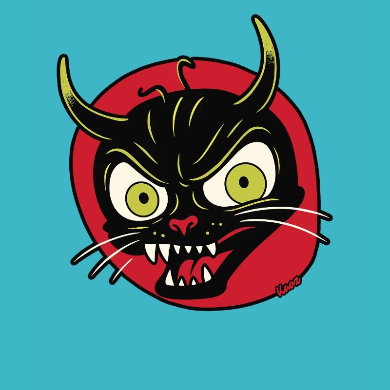 Devilish grimace of a devil cat