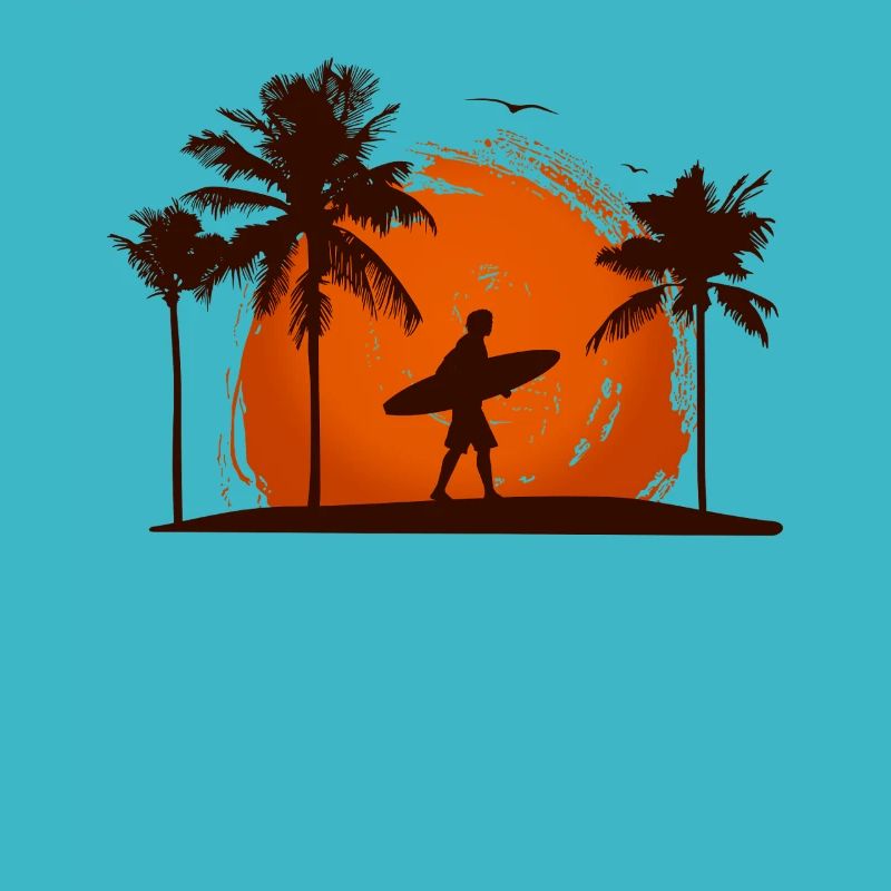 Sunset Surfer Tropical Vibes Beach