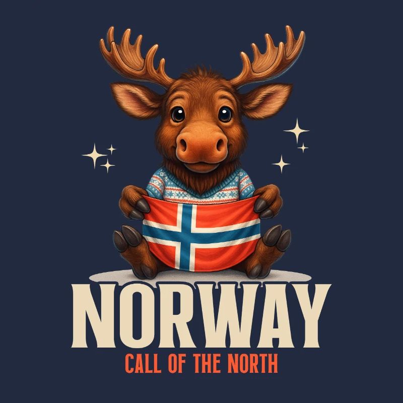 Orignal de Norvège avec drapeau – Appel du Nord